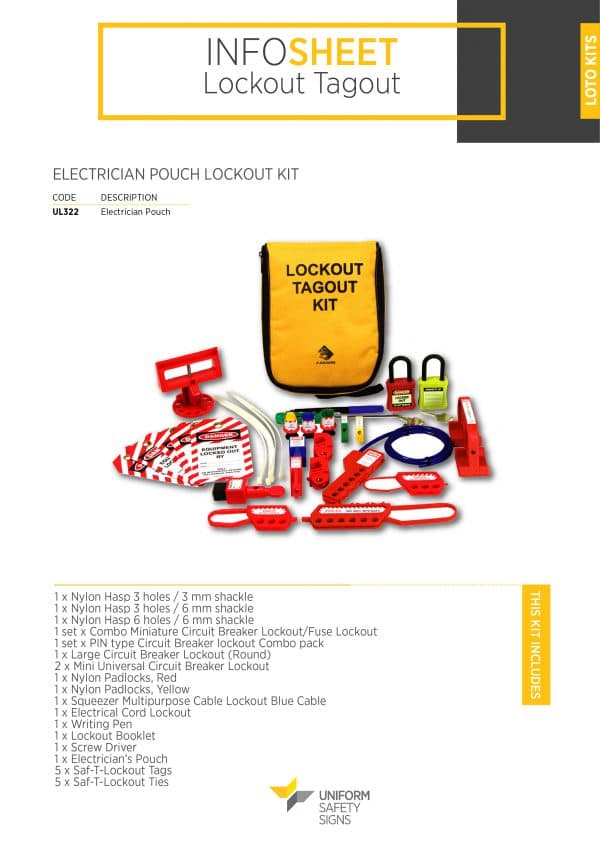 Uniform Safety Signs Electrician Pouch Lockout Kit