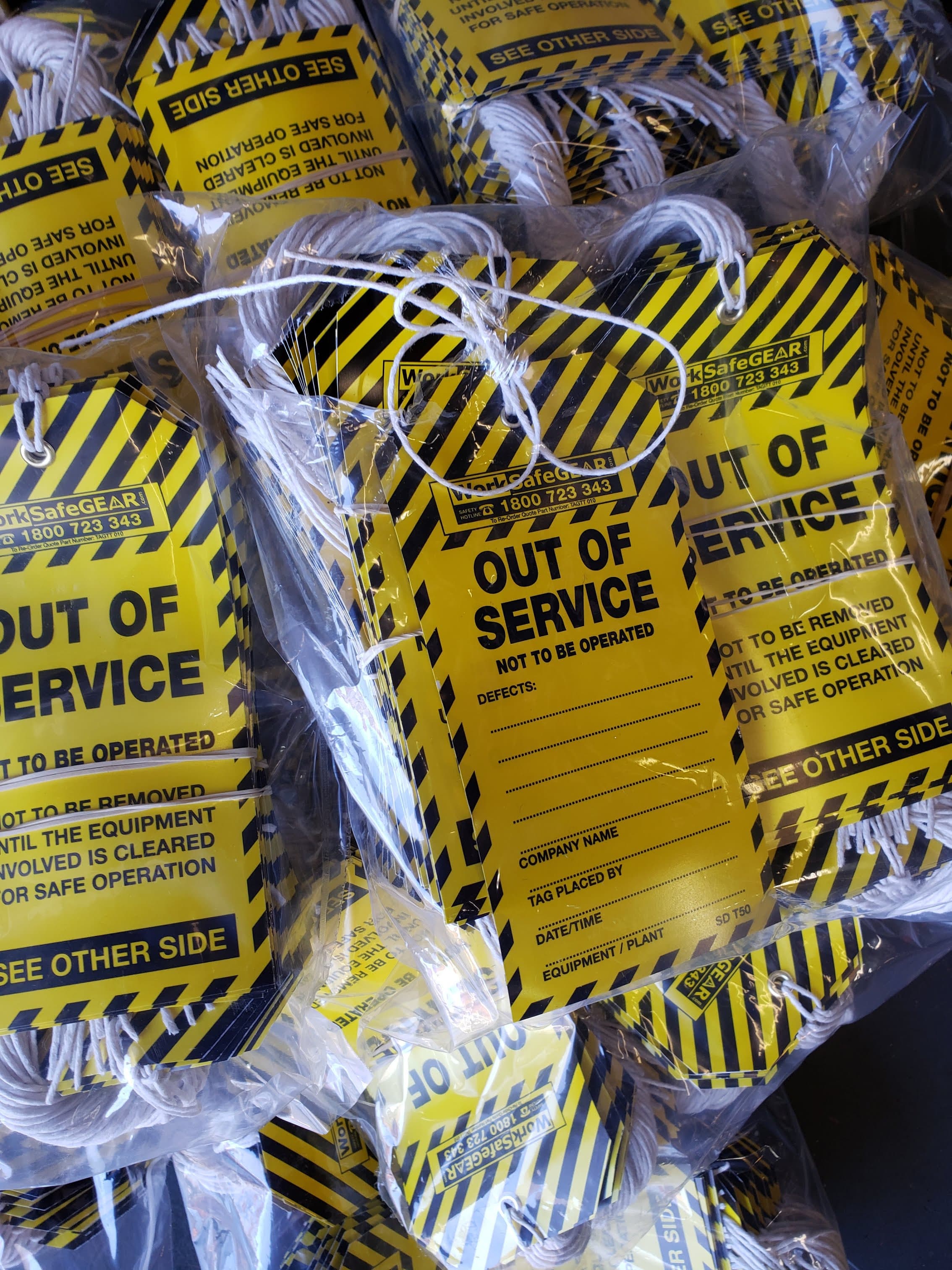 WorkSafeGear Out Of Service Tags - TAGTT 010 Out of Service Pk100_2