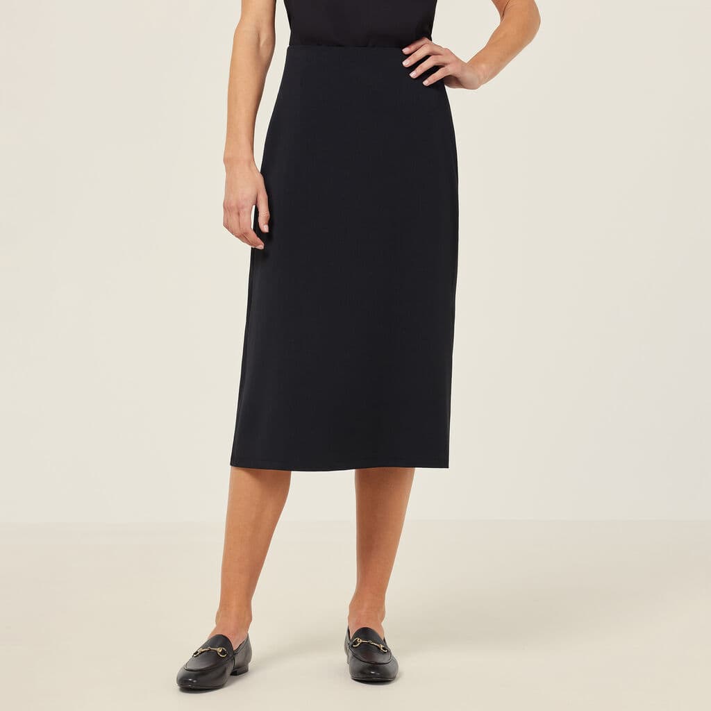 NNT Crepe Stretch Midi A-Line Skirt CAT2RV (Black)_1