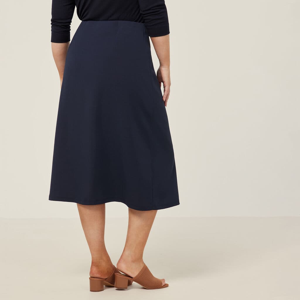 NNT Crepe Stretch Midi A-Line Skirt CAT2RV (Navy)_2