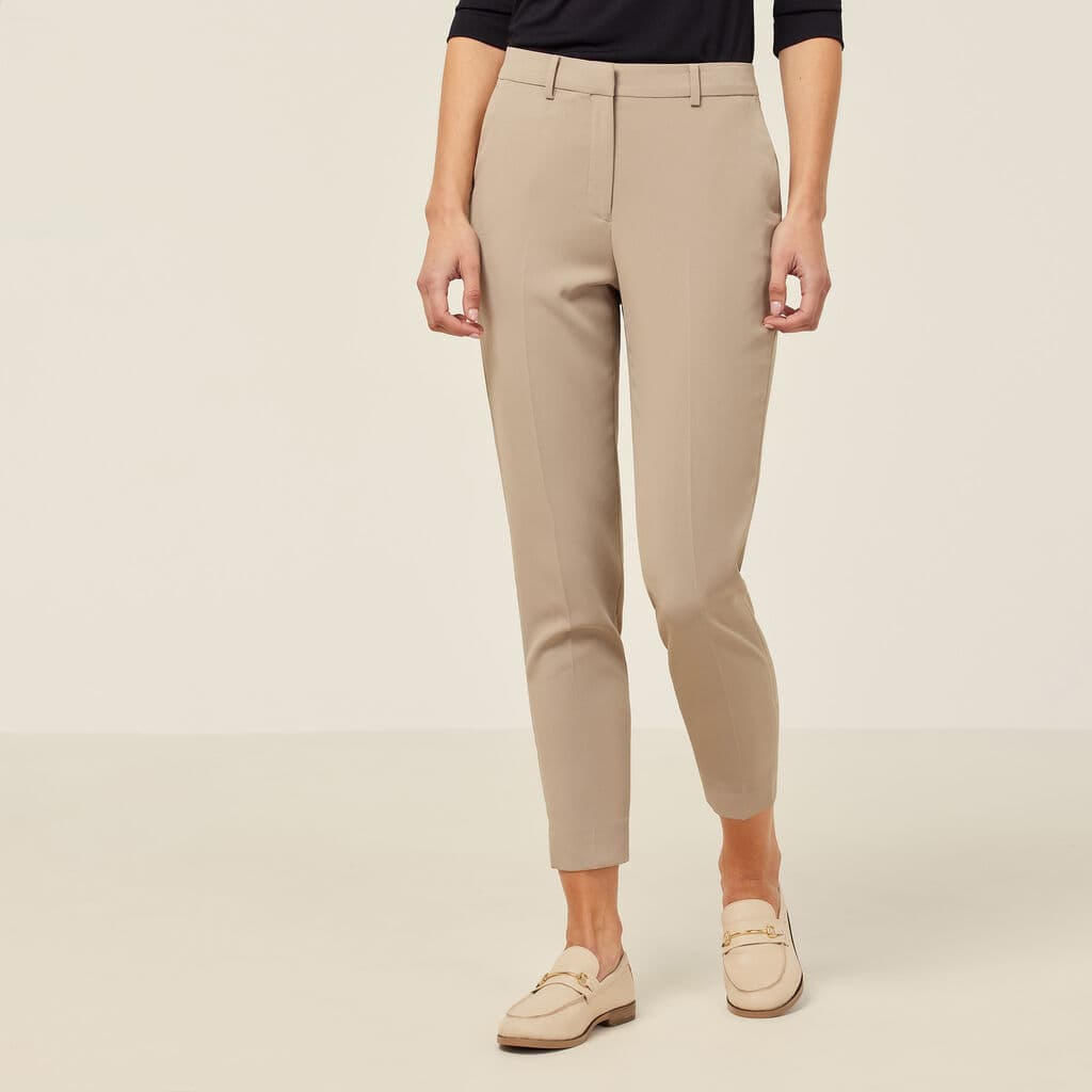 NNT Crepe Stretch Waist Cropped Pant CAT3YC (Beige)