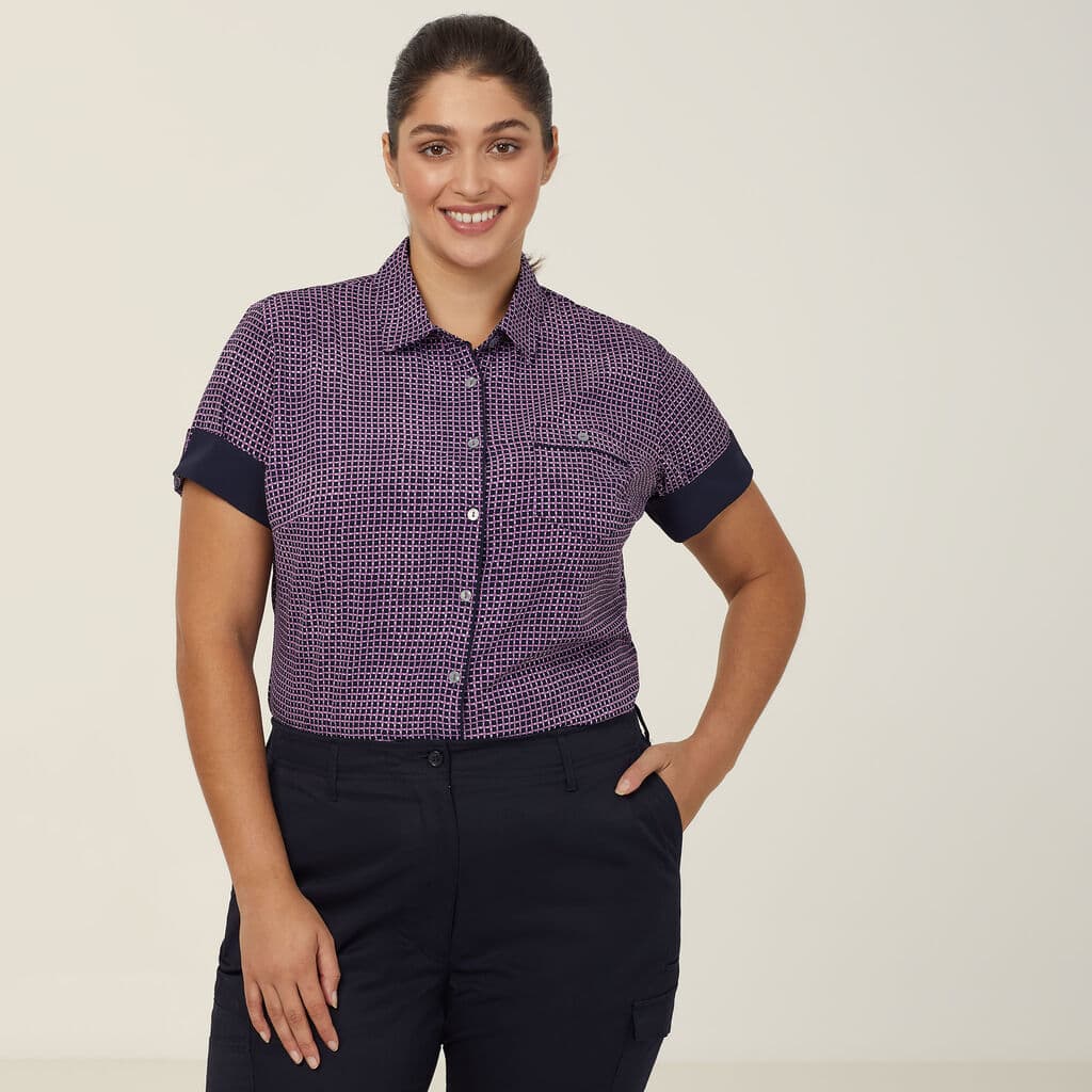 NNT Short Sleeve Action Back Shirt CAT9S2 (Navy/Violet)