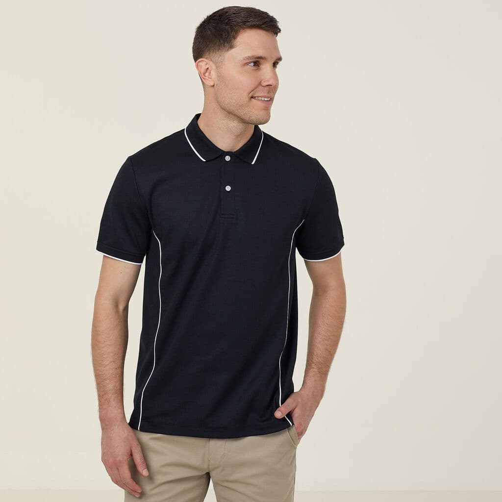 NNT Short Sleeve Tipped Polo CATJA2 (Black/White)