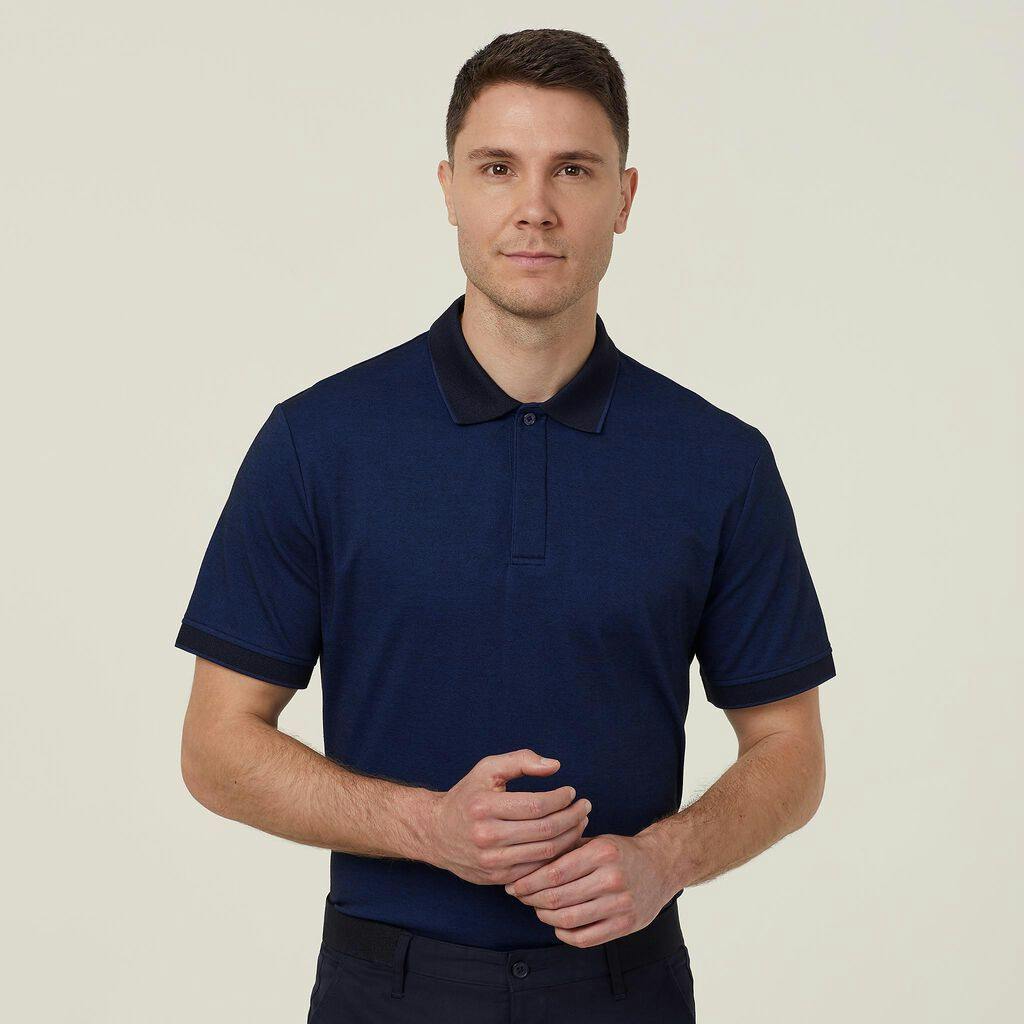 NNT Textured Short Sleeve Polo CATJA4 (Blue/Navy)_0