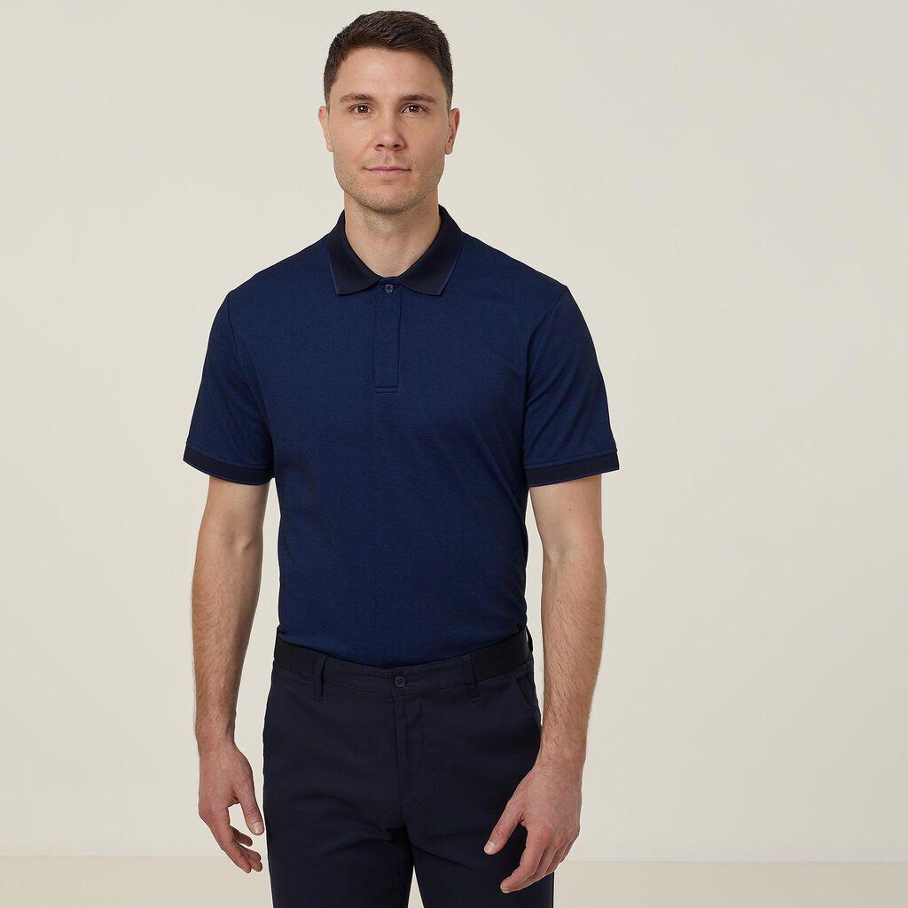 NNT Textured Short Sleeve Polo CATJA4 (Blue/Navy)_1