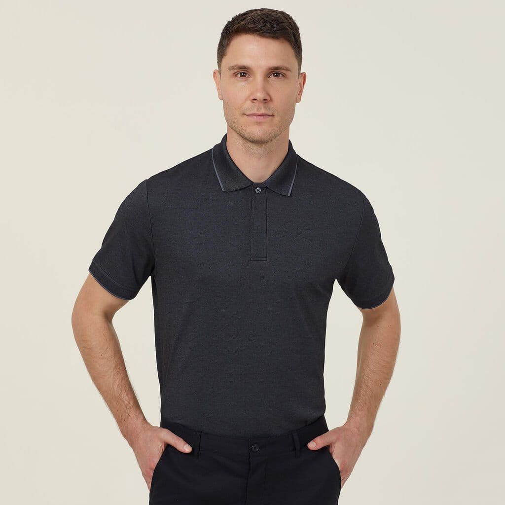 NNT Textured Short Sleeve Polo CATJA4 (Charcoal/Black)