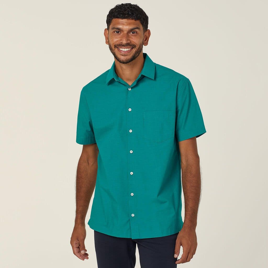 NNT Textured Mens Short Sleeve Shirt CATJB7 (Emerald)