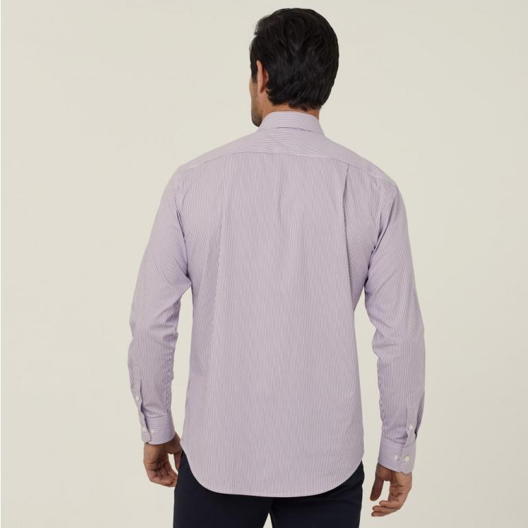 NNT Mens Avignon Stripe Long Sleeve Shirt CATJD9 (Violet/White)_2