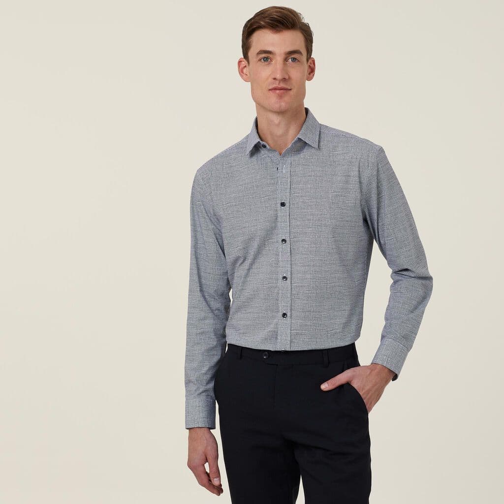 NNT Avignon Abstract Print Long Sleeve Shirt CATJDC (Black/White)