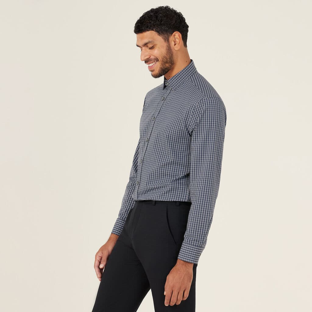 NNT Fine Check Avignon Long Sleeve Shirt CATJDE (Charcoal)_1
