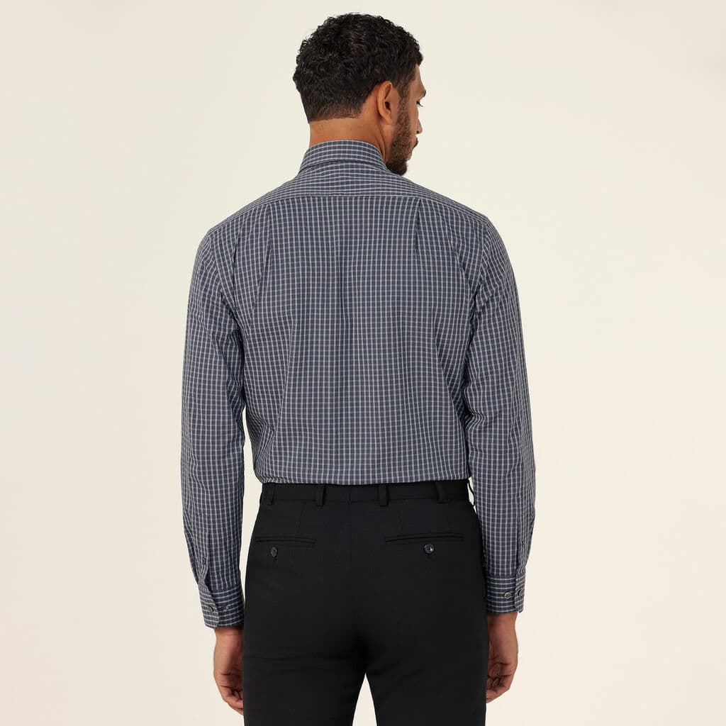 NNT Fine Check Avignon Long Sleeve Shirt CATJDE (Charcoal)_2