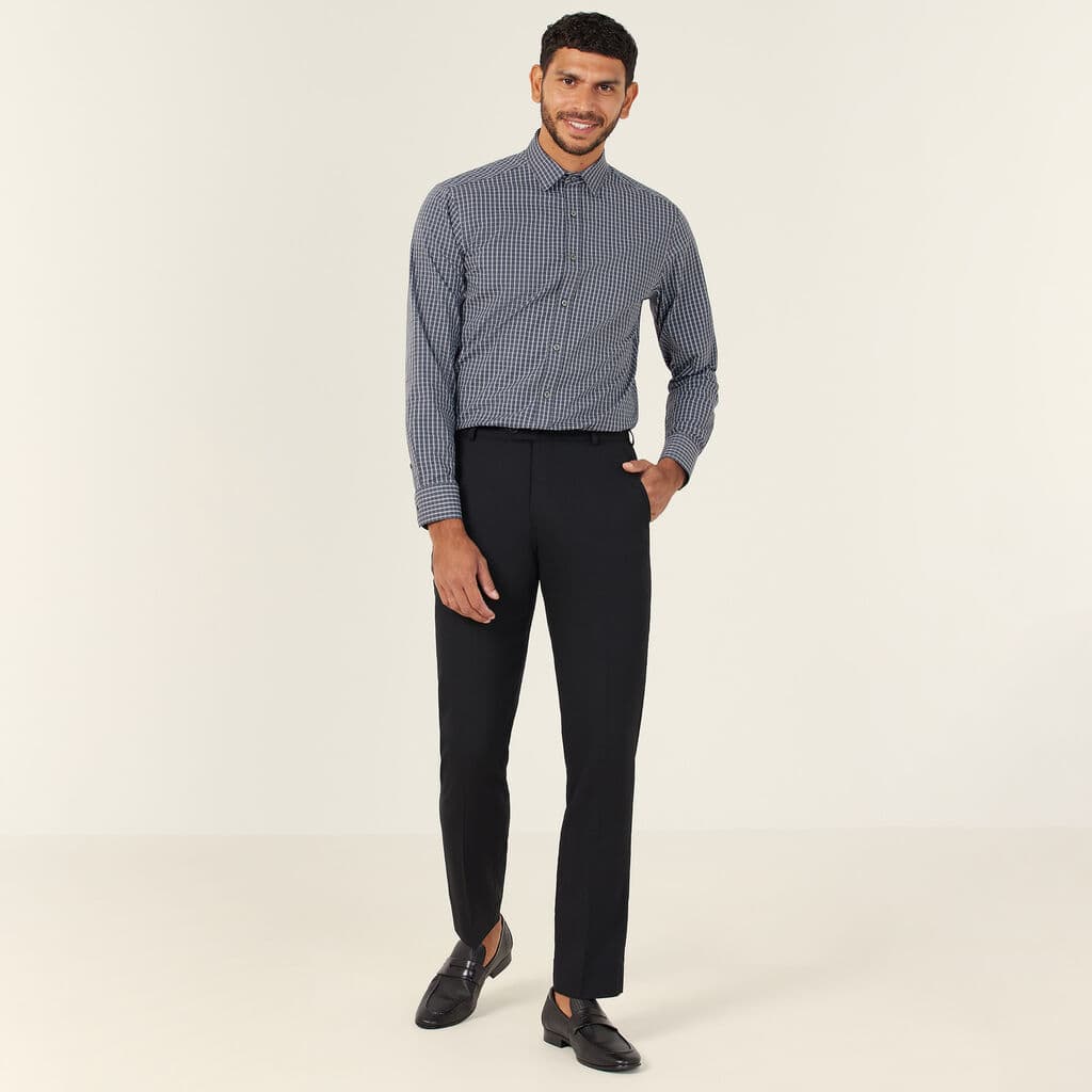 NNT Fine Check Avignon Long Sleeve Shirt CATJDE (Charcoal)_3