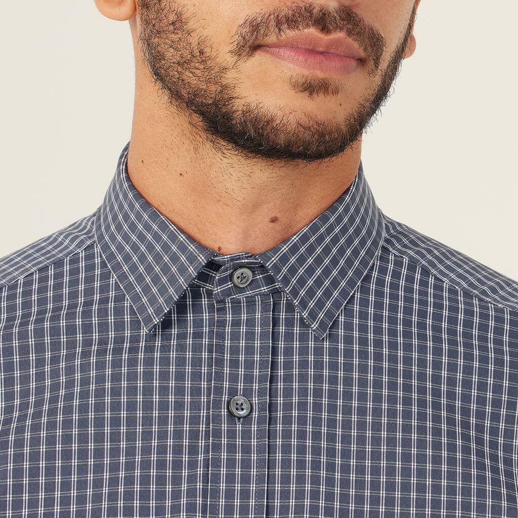 NNT Fine Check Avignon Long Sleeve Shirt CATJDE (Charcoal)_4
