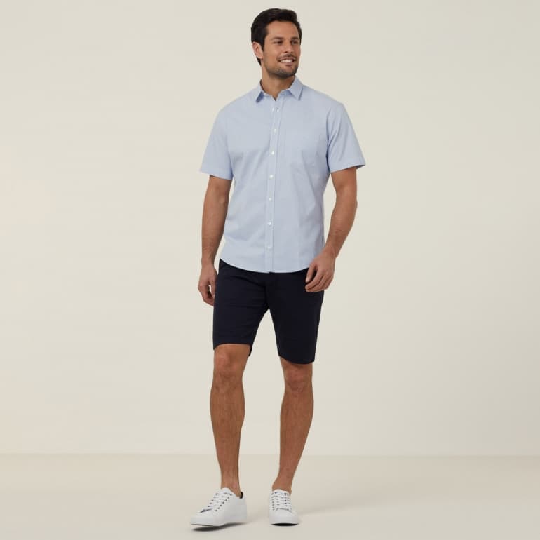 NNT Mens Avignon Stripe Short Sleeve Shirt CATJDK (Light Blue Stripe)_3