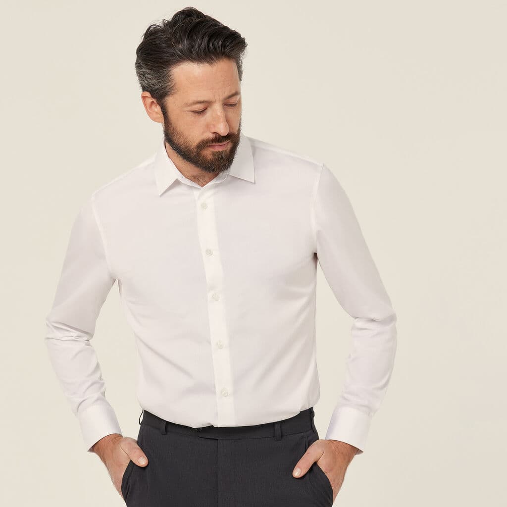 NNT Mens Cotton Long-Sleeve Shirt CATJJT (White)
