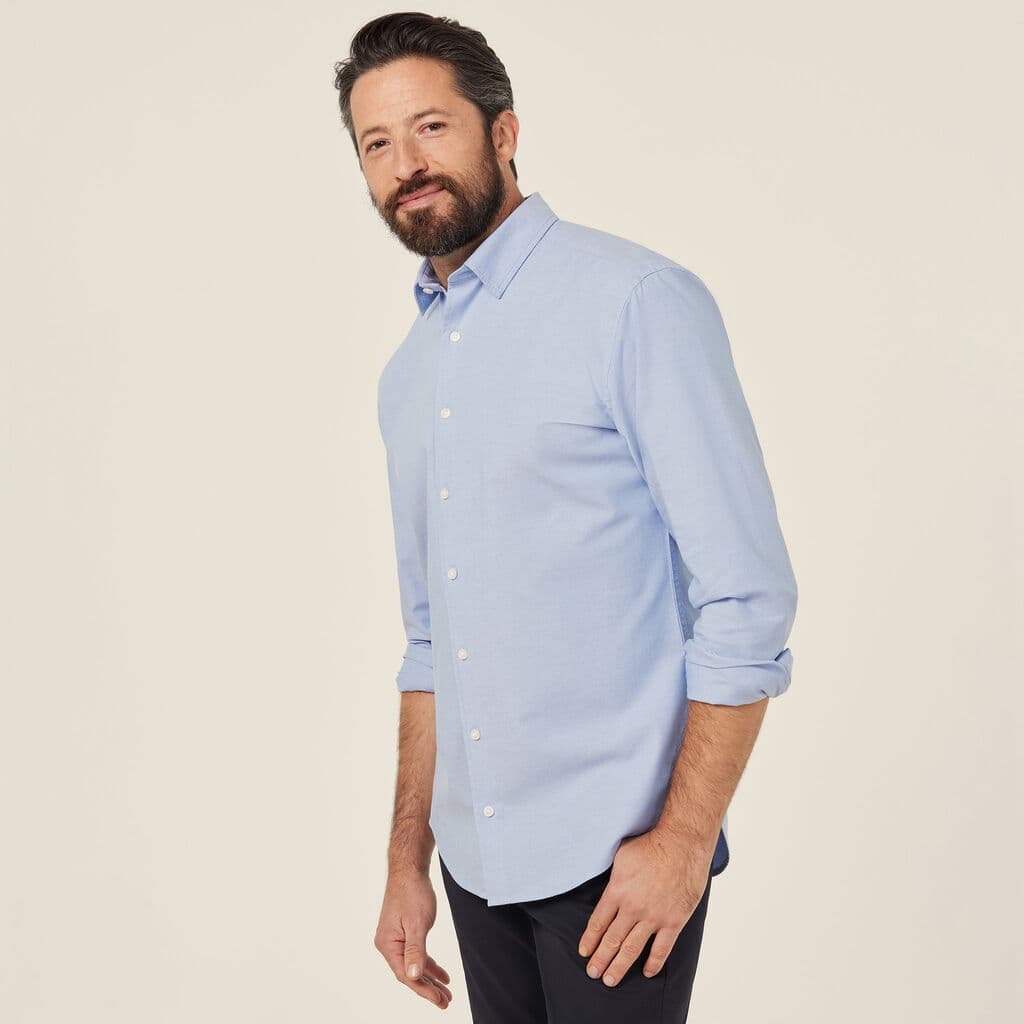 NNT Mens Cotton Chambray Long Sleeve Shirt CATJJU (Light Blue)_1