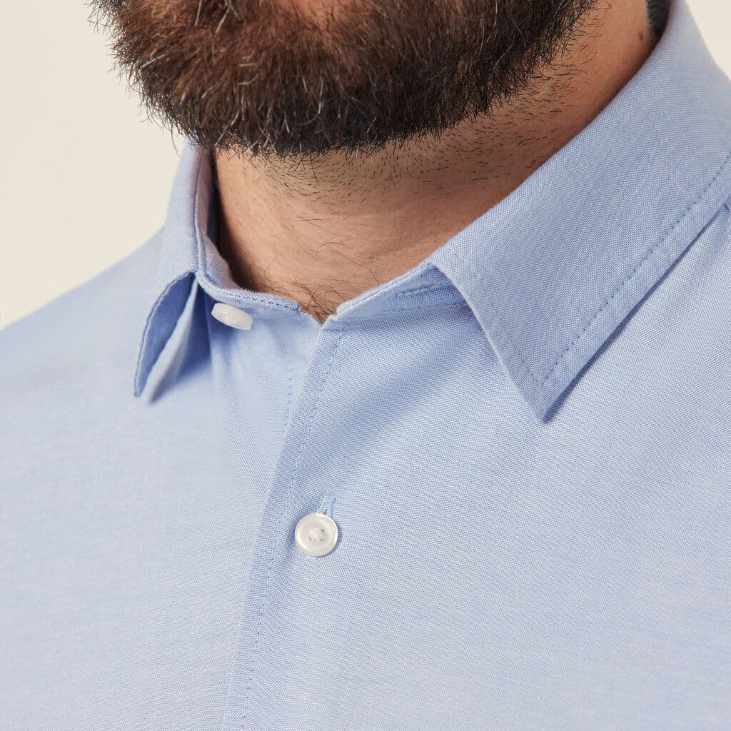 NNT Mens Cotton Chambray Long Sleeve Shirt CATJJU (Light Blue)_4
