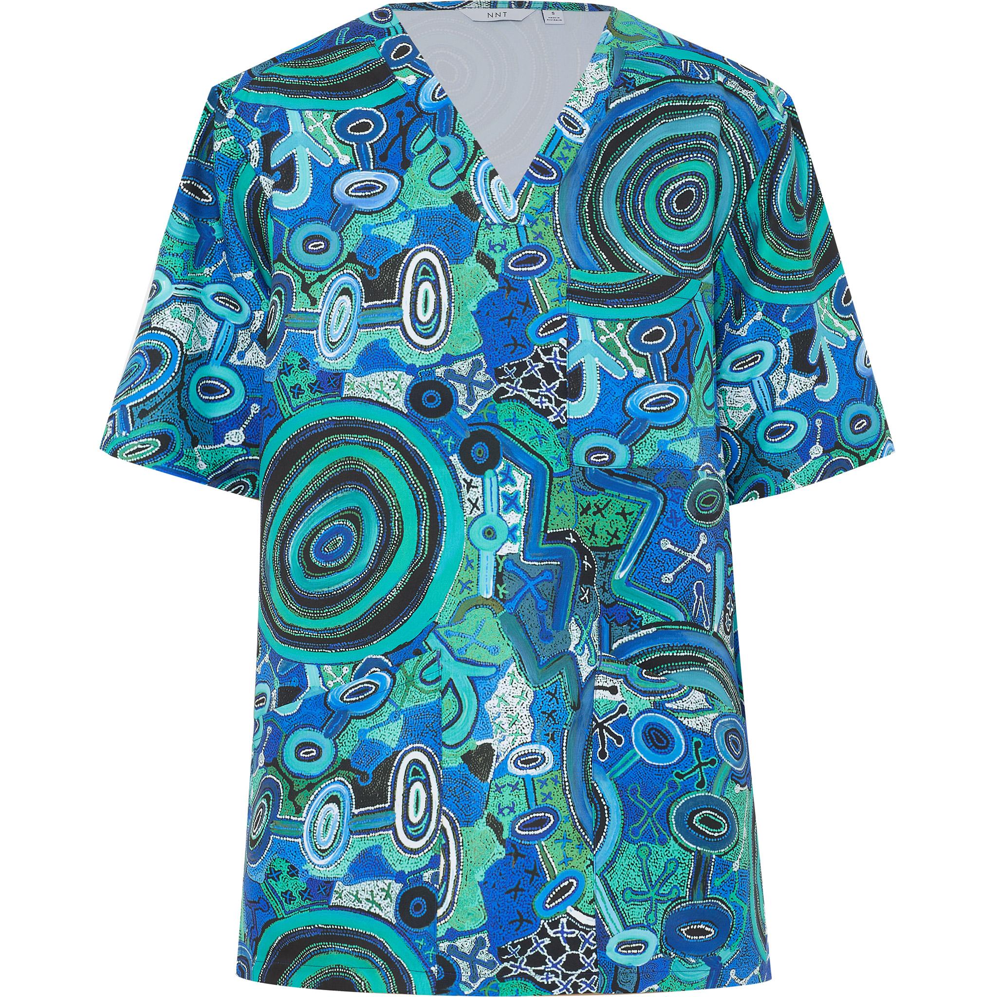 NNT Warlu Scrub Top CATRFR (Green Print)_1