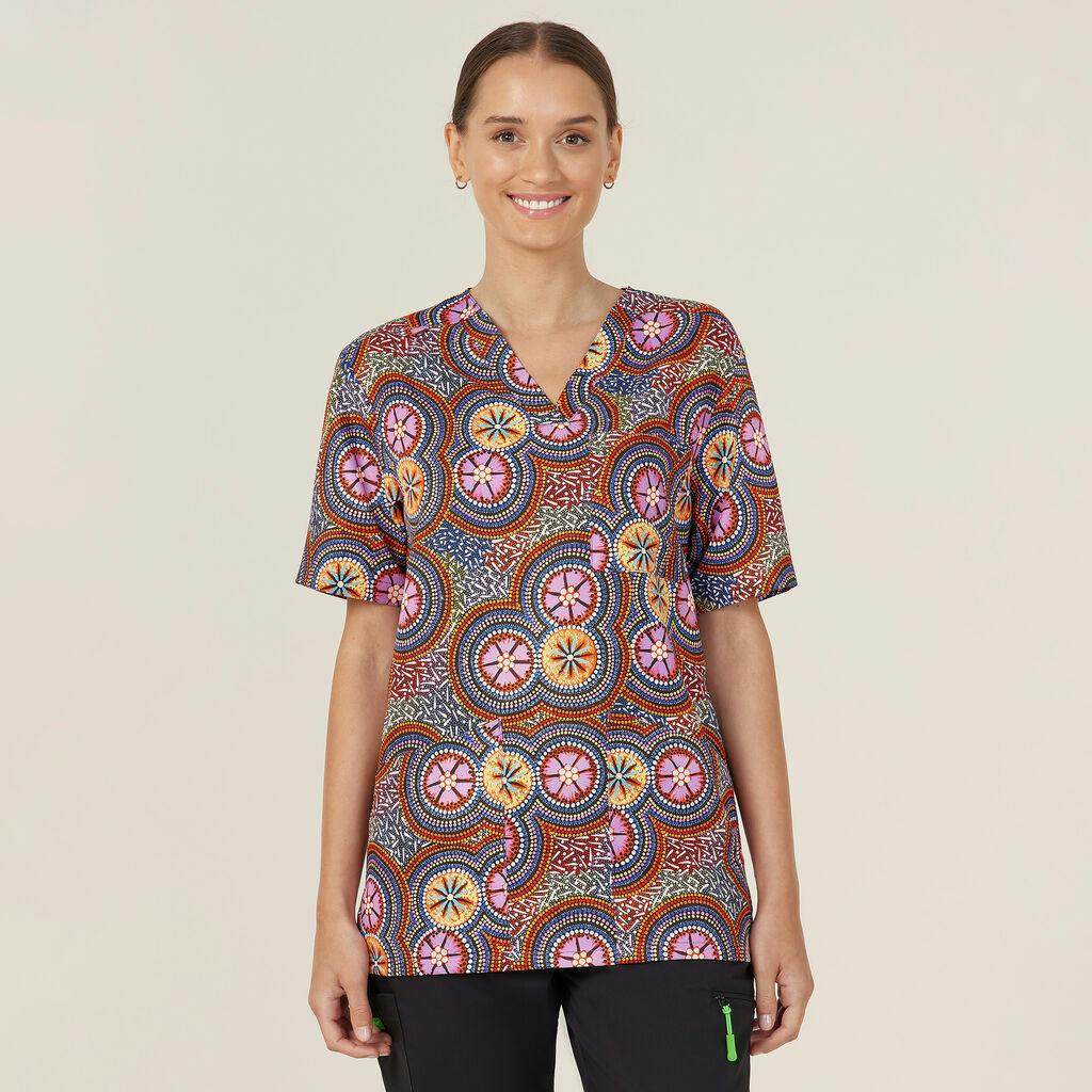 NNT Womens Polyester Print Bush Tucker Indigenous Scrub Top CATRGJ (Bush Tucker)_0