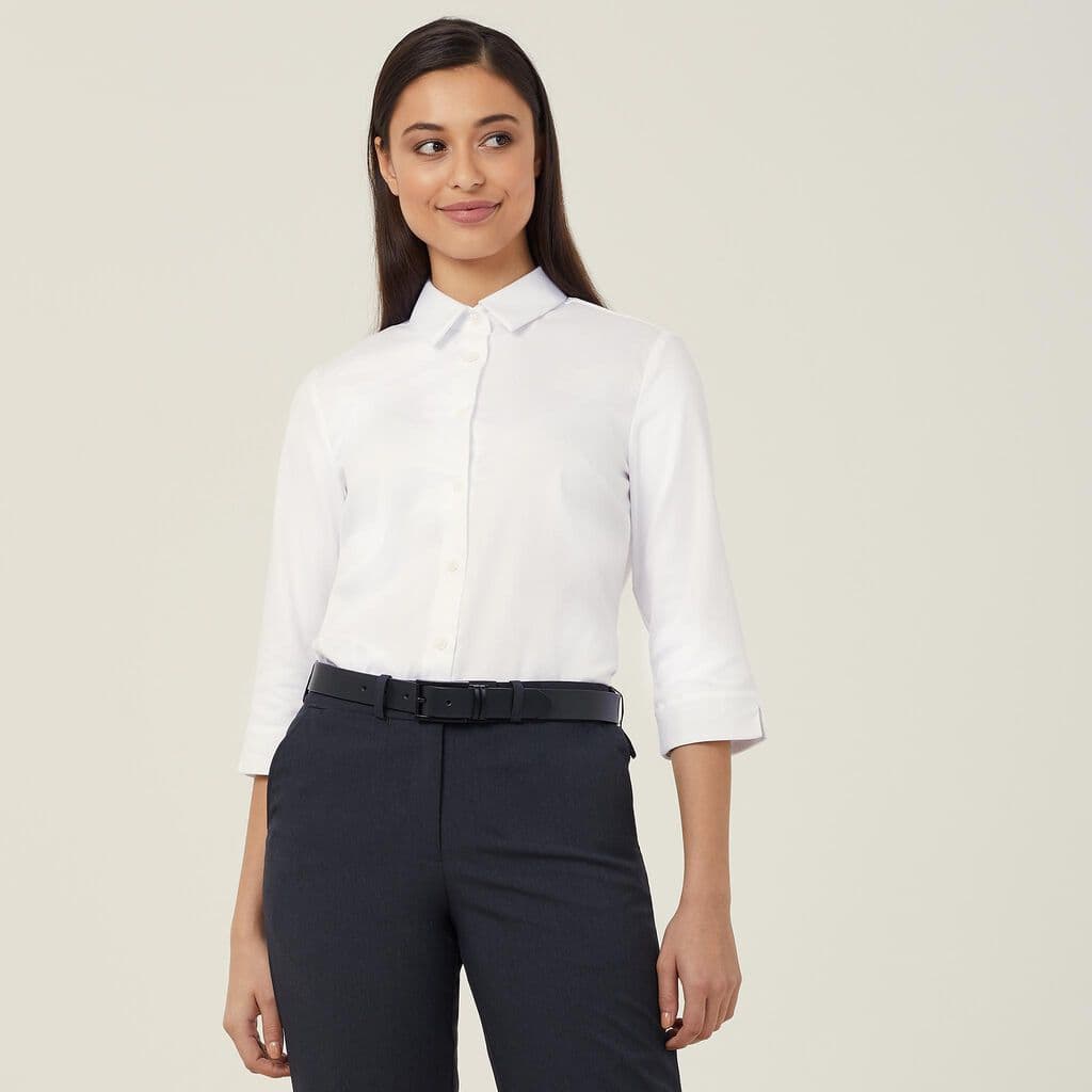 NNT Stretch Twill 3/4 Sleeve Shirt CATUFP (White)