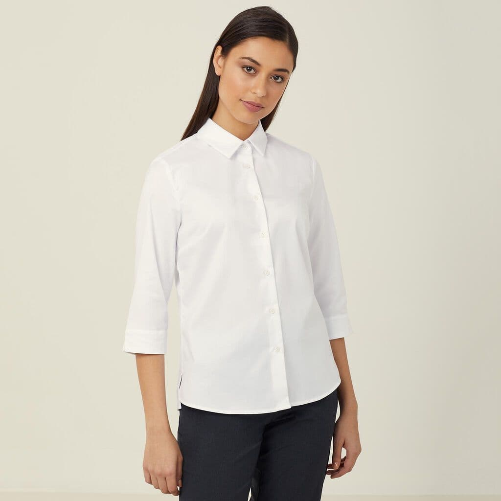 NNT Stretch Twill 3/4 Sleeve Shirt CATUFP (White)_1