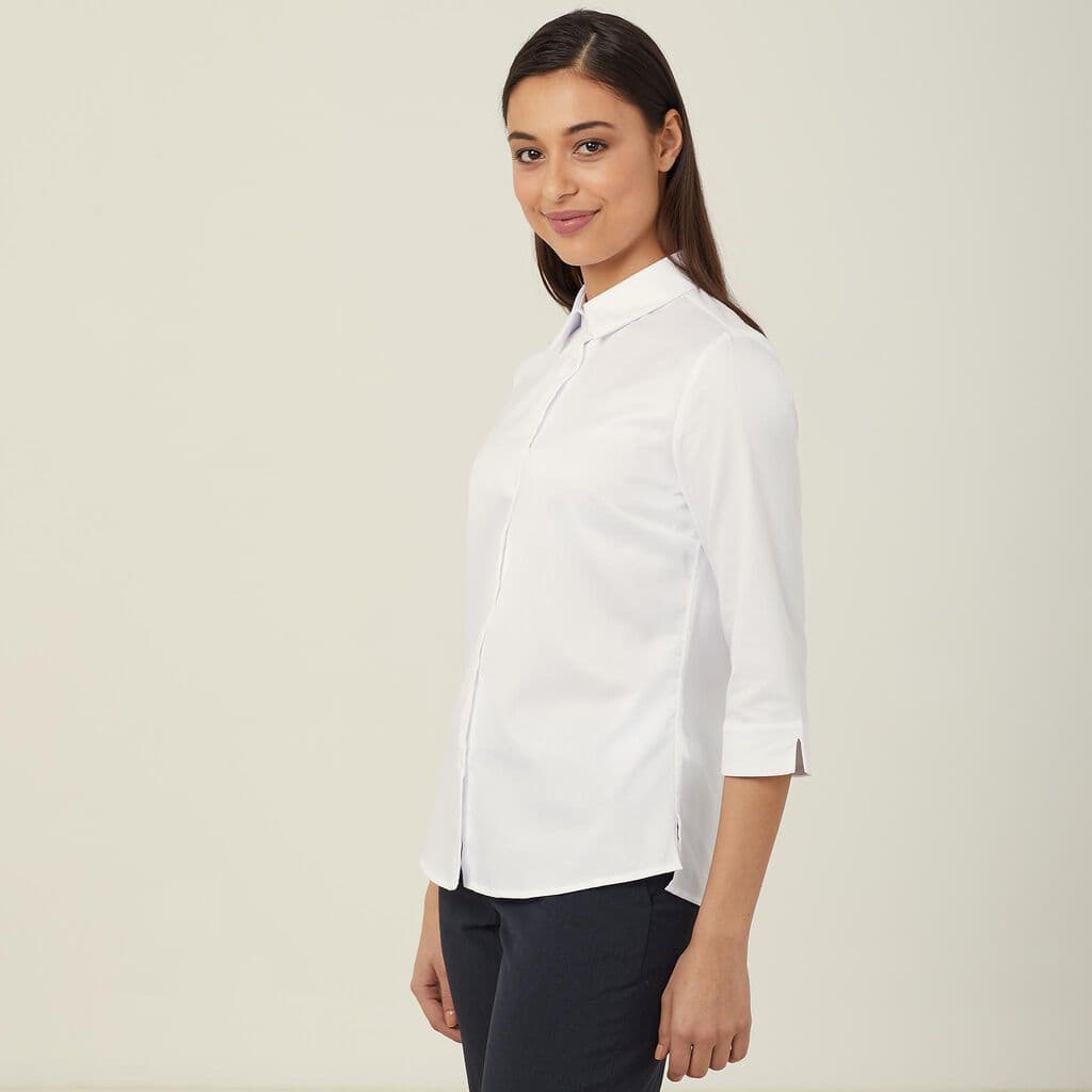 NNT Stretch Twill 3/4 Sleeve Shirt CATUFP (White)_2