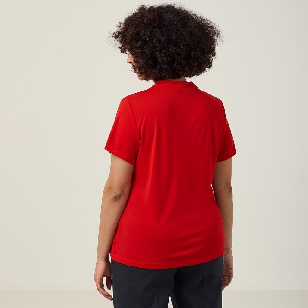 NNT Matt Jersey Twist Neck Short Sleeve Top CATUFS (Red)_2
