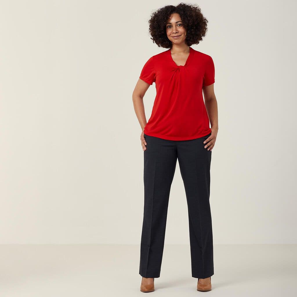 NNT Matt Jersey Twist Neck Short Sleeve Top CATUFS (Red)_3