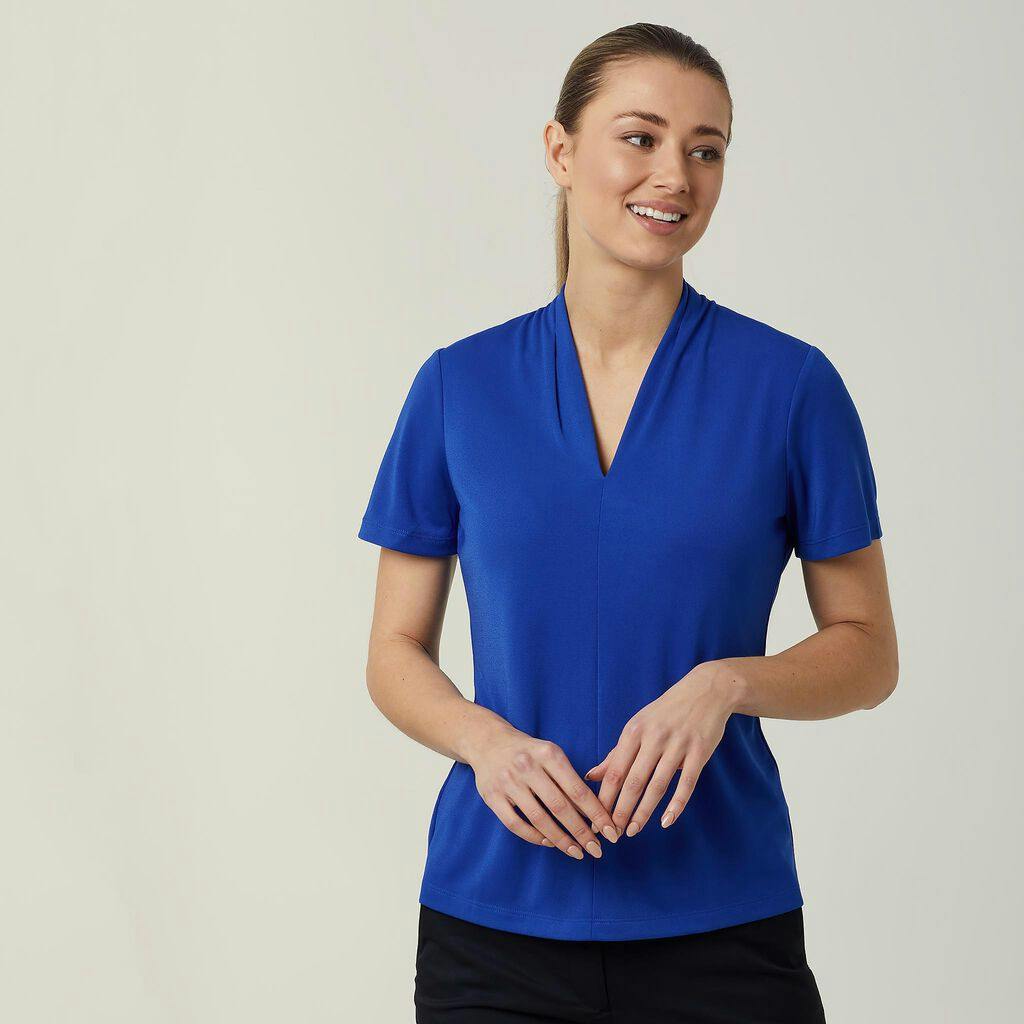 NNT Matt Jersey V Neck Short Sleeve Top CATUHP (Cobalt)_0