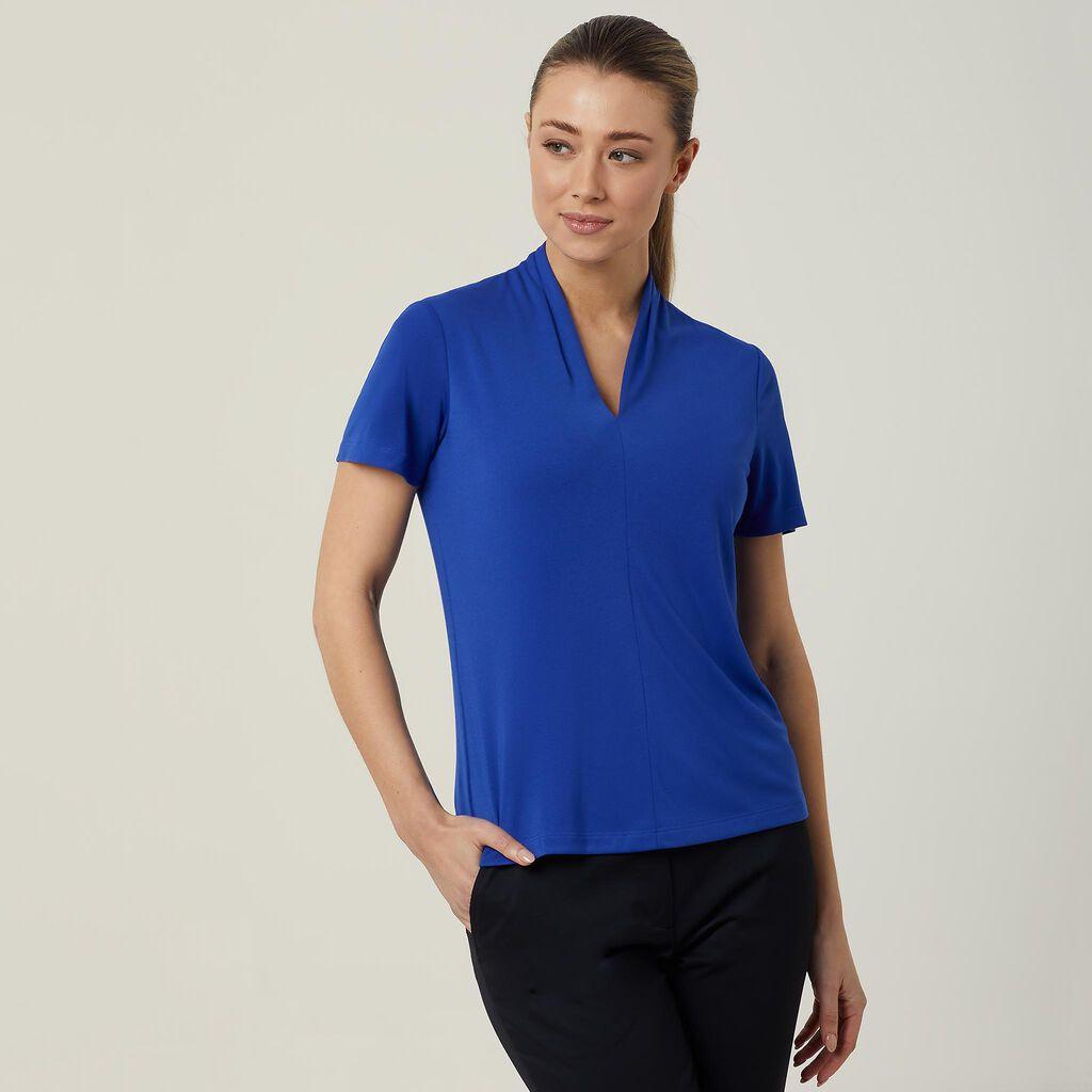 NNT Matt Jersey V Neck Short Sleeve Top CATUHP (Cobalt)_1