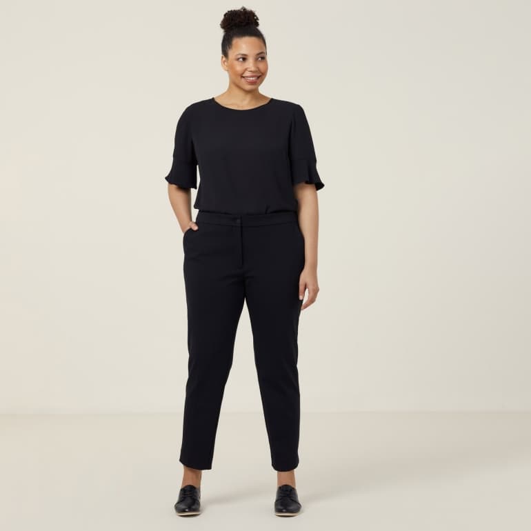 NNT Womens Georgie Fluted Sleeve Top CATUK4 (Black)_3