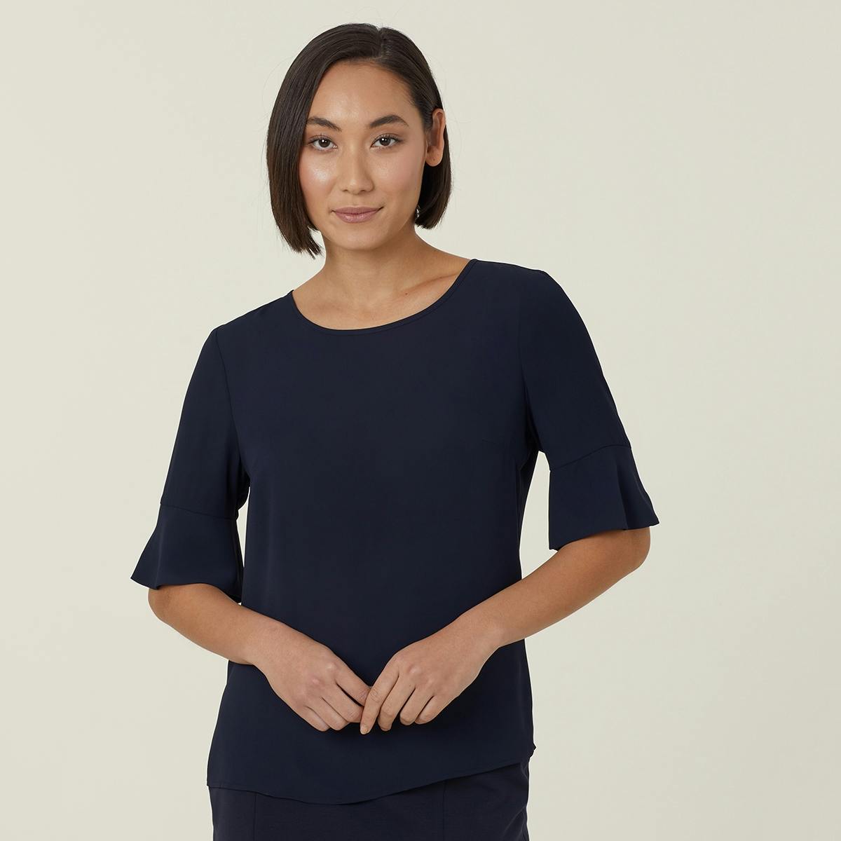 NNT Womens Georgie Fluted Sleeve Top CATUK4 (Navy)_0