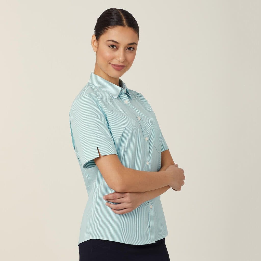 NNT Womens Avignon Stripe Short Sleeve Shirt CATUK5 (Mint White)_1