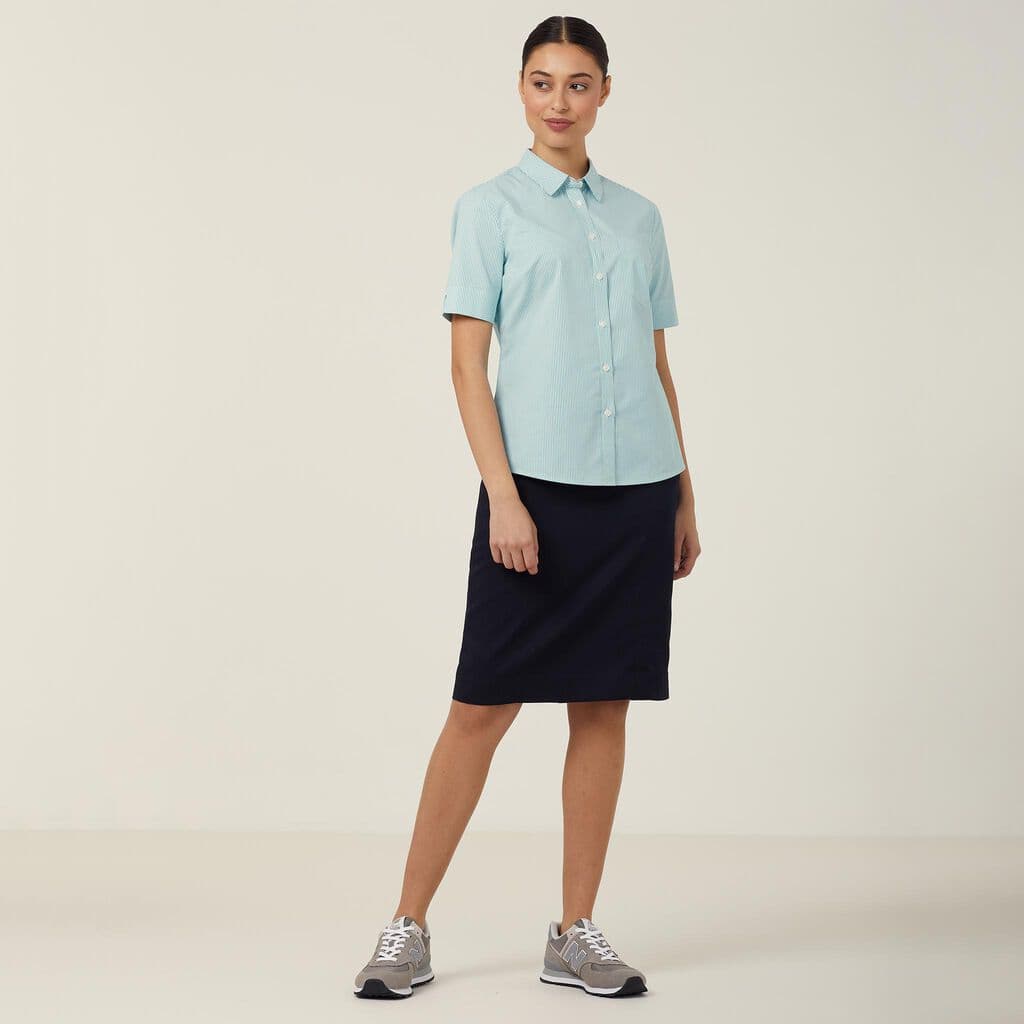 NNT Womens Avignon Stripe Short Sleeve Shirt CATUK5 (Mint White)_3