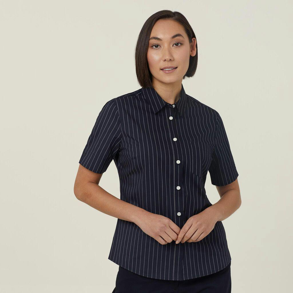 NNT Avignon Pinstripe Short Sleeve Shirt CATUK6 (Navy/White)