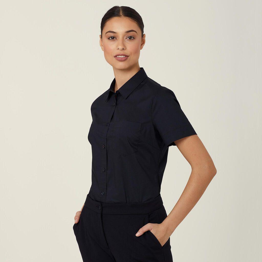 NNT Womens Avignon Short Sleeve Slim Shirt CATUK8 (Black)_1