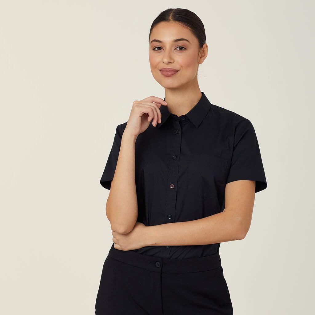 NNT Womens Avignon Short Sleeve Slim Shirt CATUK8 (Black)