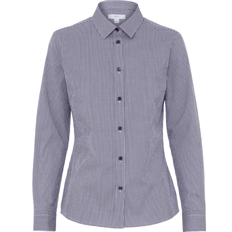 NNT Womens Avignon Gingham Check Long Sleeve Slim Fit Shirt CATUKS (Navy White Check)_4
