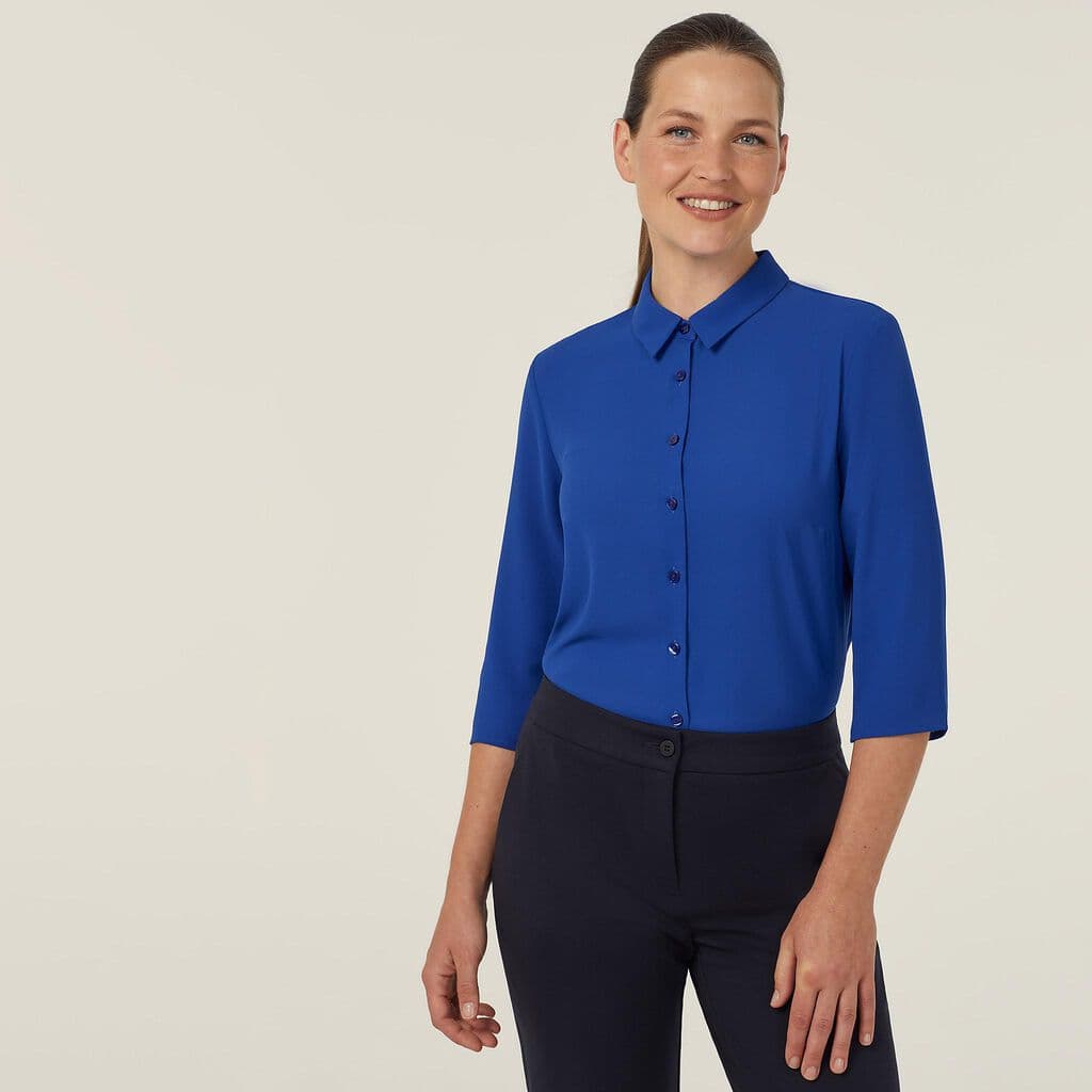 NNT Georgie 3/4 Sleeve Pleat Back Shirt CATUKZ (Cobalt)