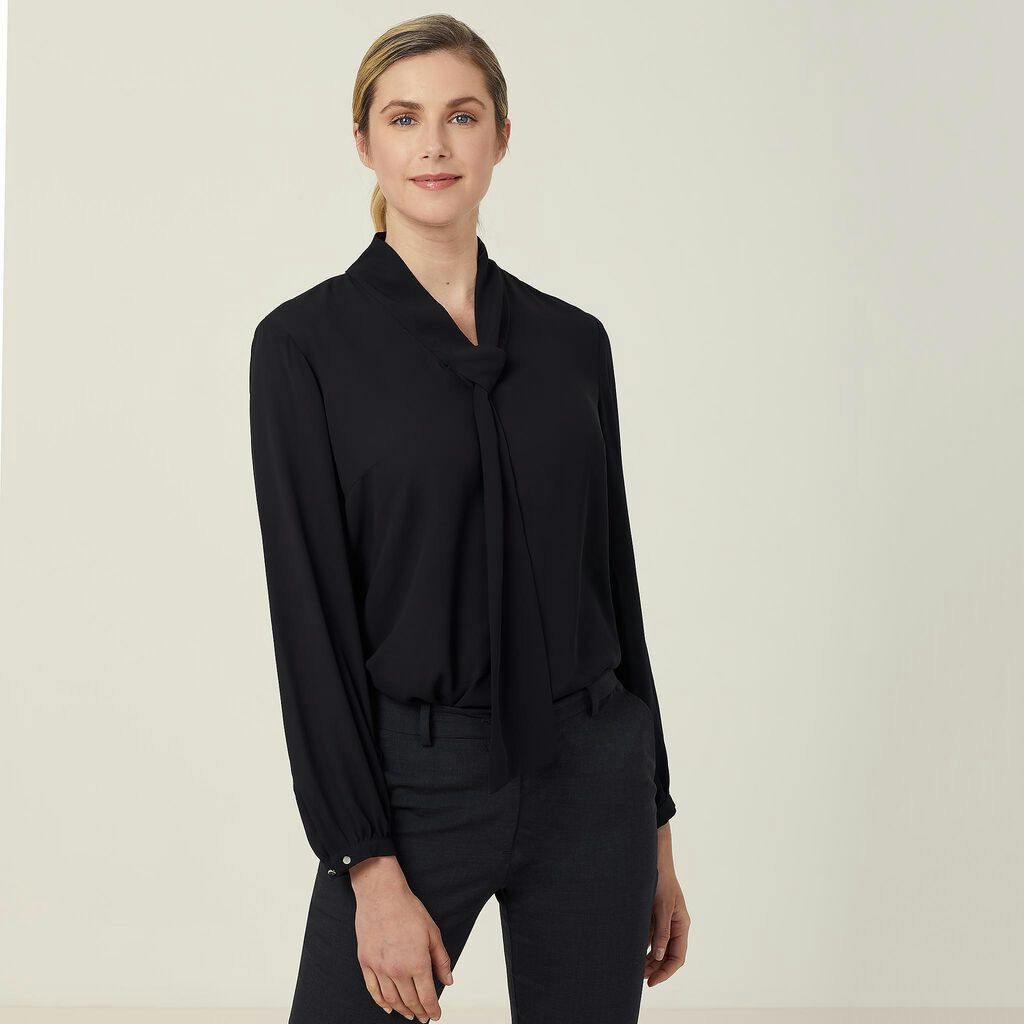 NNT Georgie Tie Neck Blouse CATUL2 (Black)