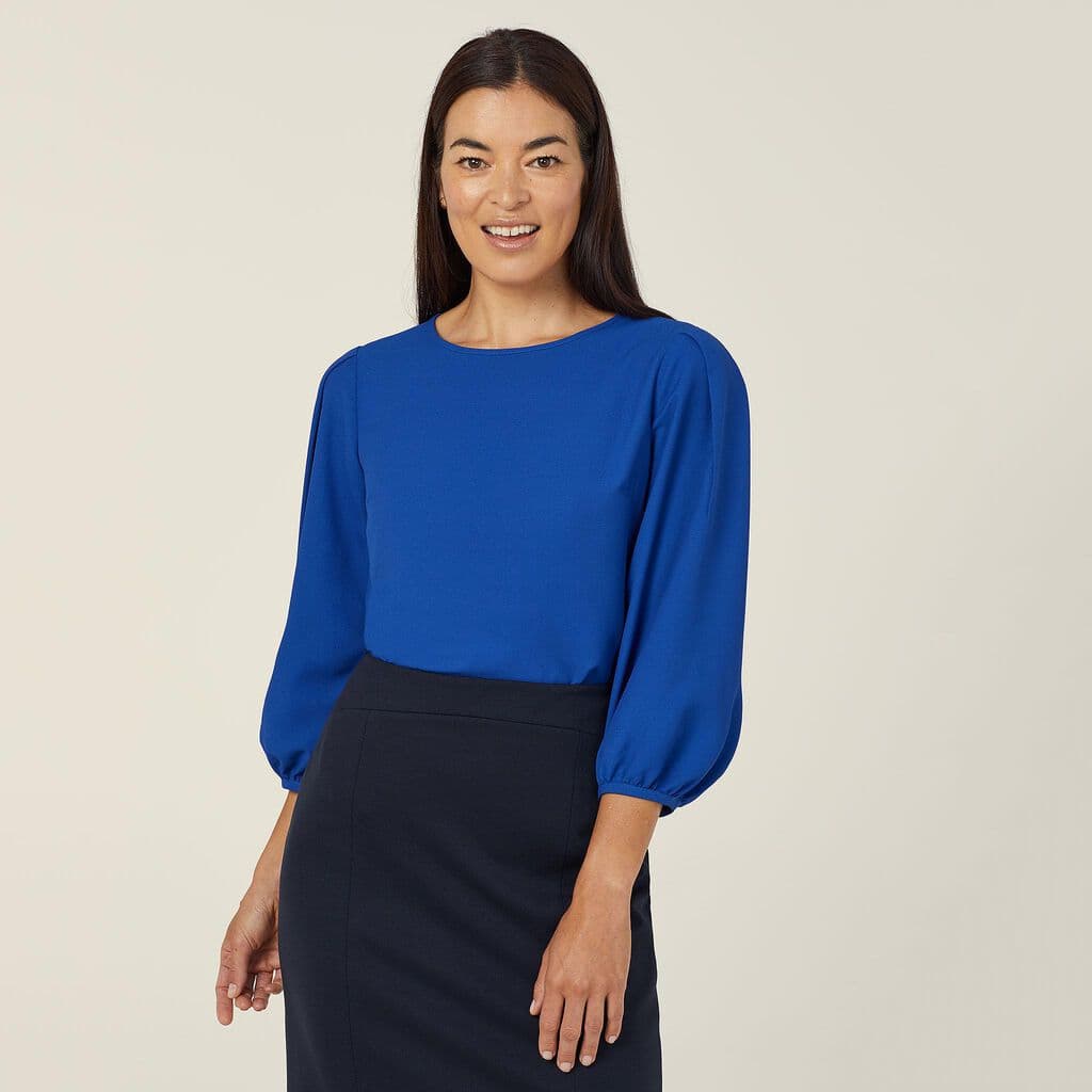 NNT French Georgette 3/4 Sleeve Top CATUPM (Cobalt)