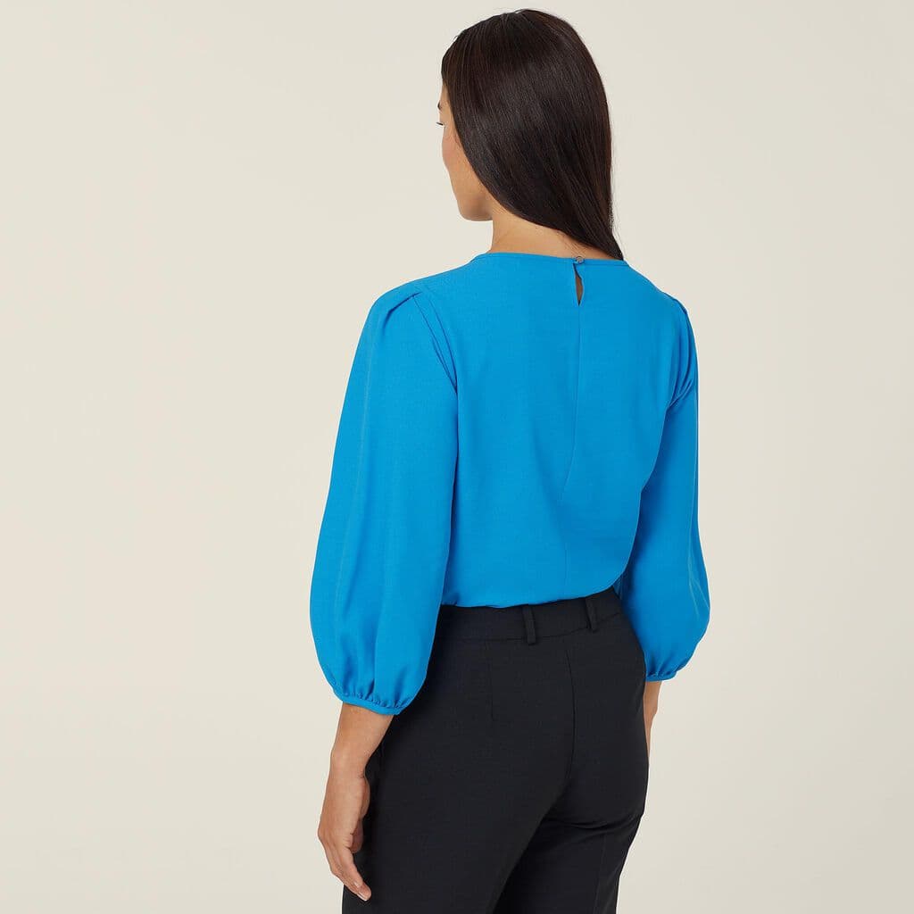NNT French Georgette 3/4 Sleeve Top CATUPM (Cyan)_2
