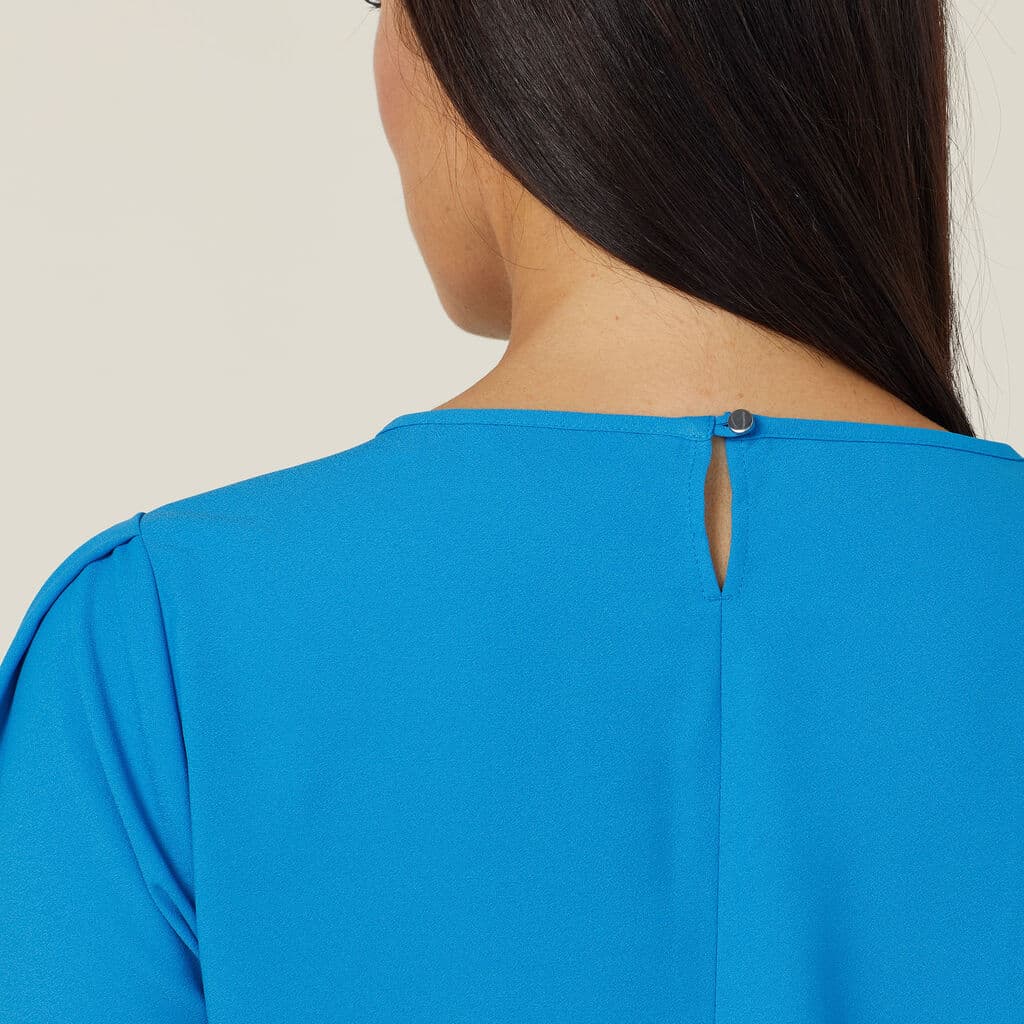 NNT French Georgette 3/4 Sleeve Top CATUPM (Cyan)_4