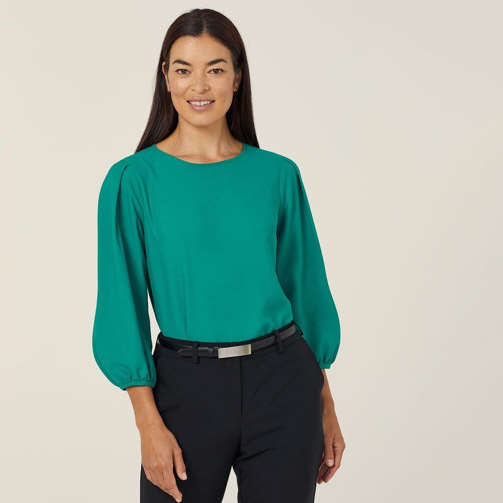 NNT French Georgette 3/4 Sleeve Top CATUPM (Emerald)