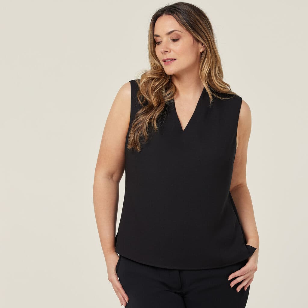 NNT Satin Back Crepe Sleeveless Blouse CATUQX (Black)
