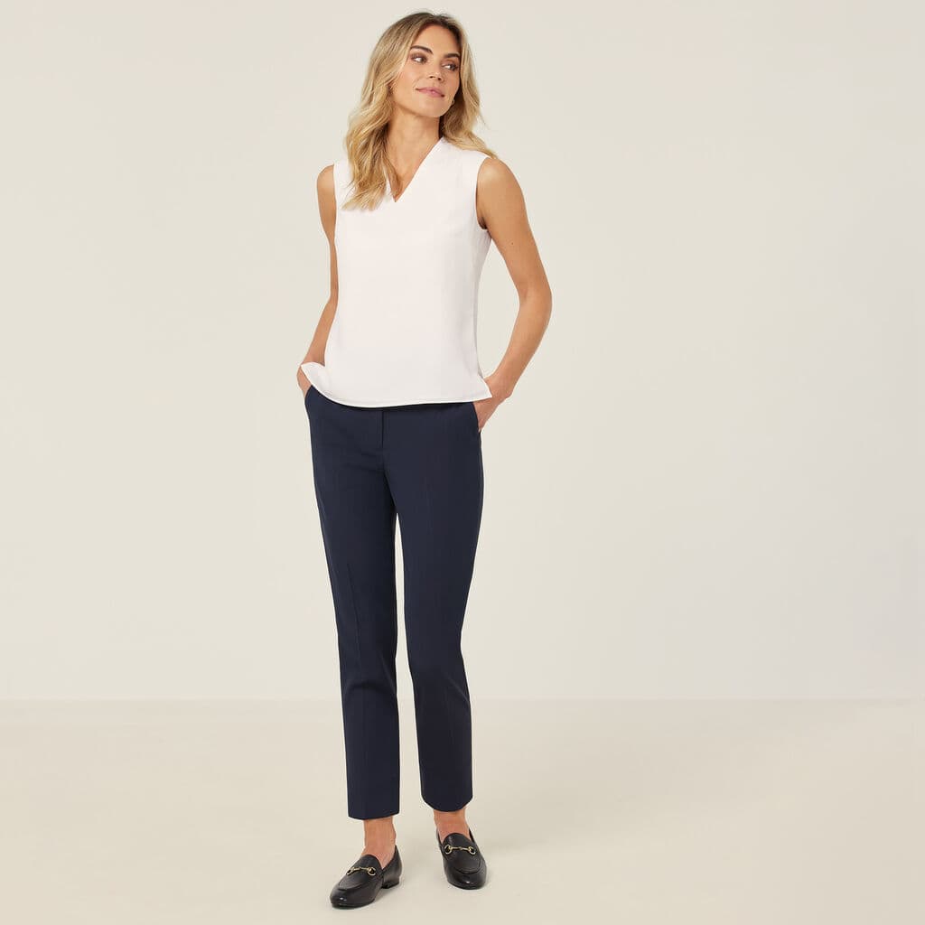 NNT Satin Back Crepe Sleeveless Blouse CATUQX (White)_3