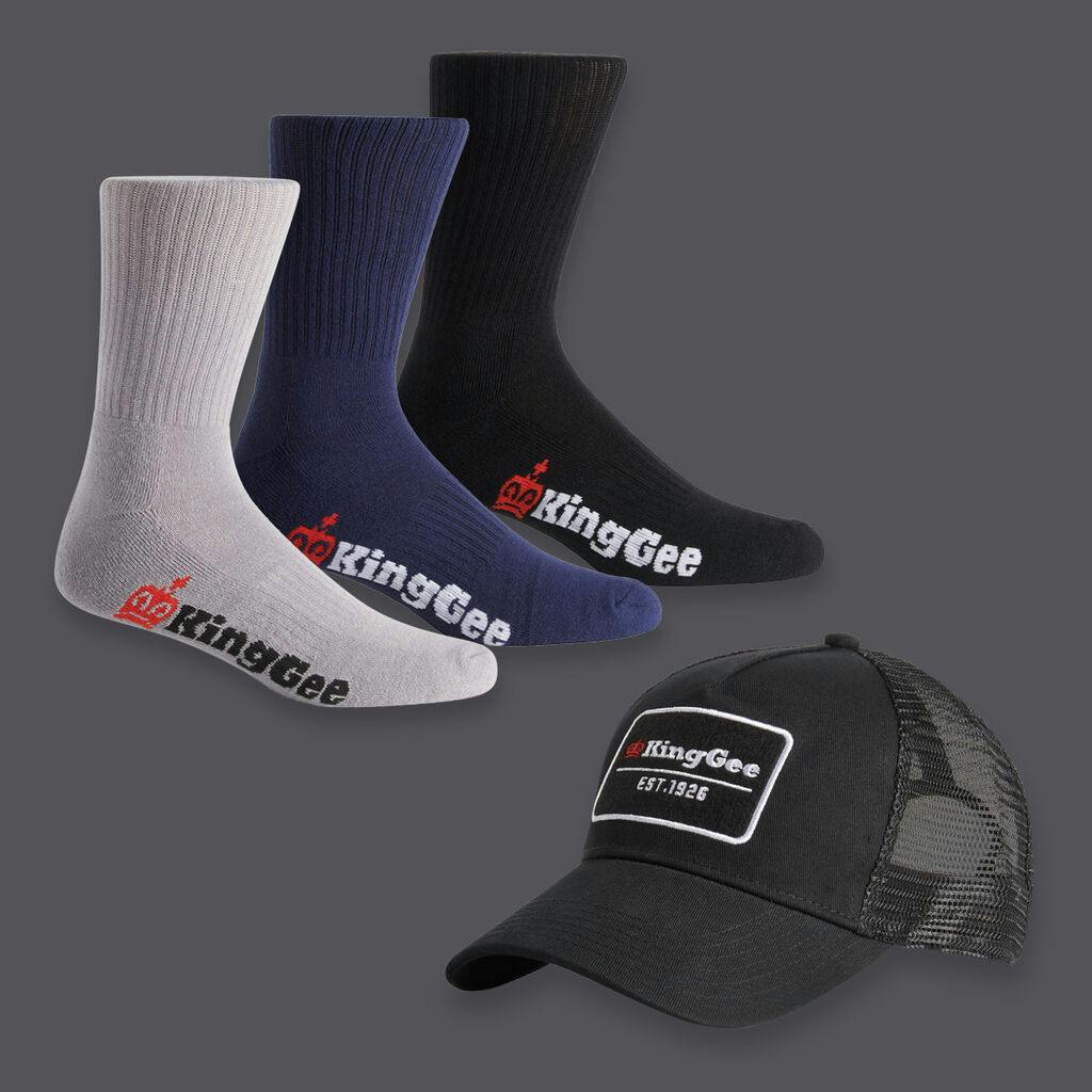 KingGee Cap and Sock Bundle (Multi-Colour)_0