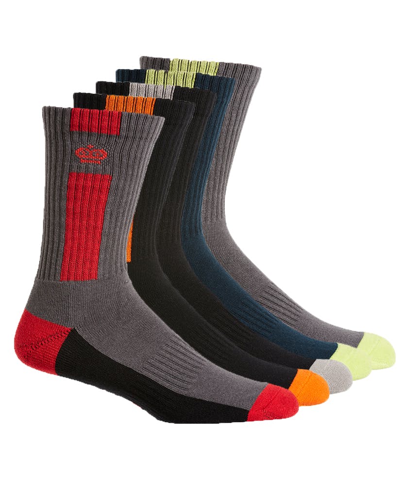 KingGee Mens Crew Cotton Work Sock - 5 Pack (Multi-Colour)_0