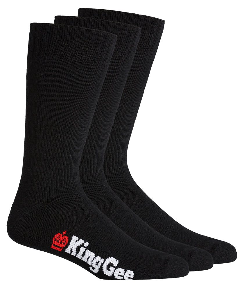 KingGee Mens 3 Pack Bamboo Work Socks (Black)