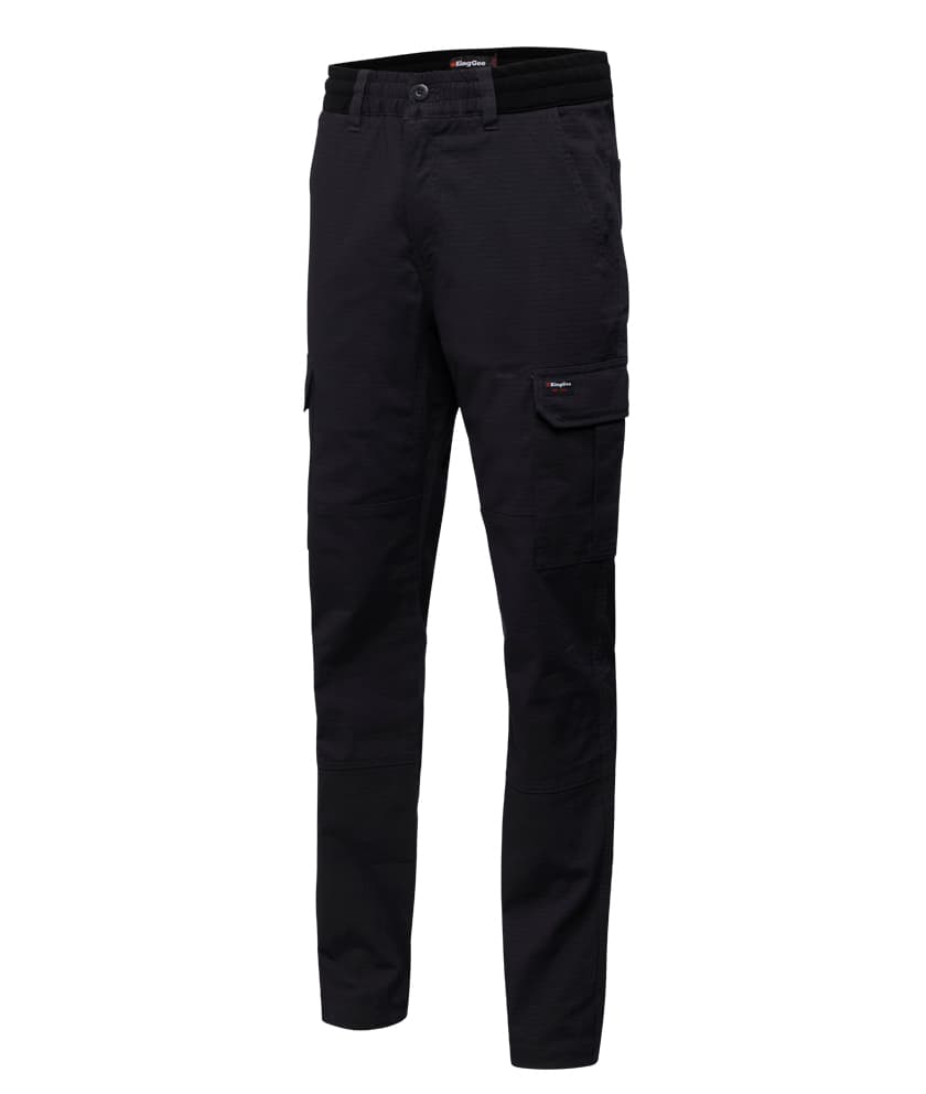 KingGee Mens Rib Comfort Waist Pant (Black)